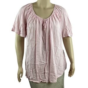 Ellos Top Size 28 Pink Short Sleeve